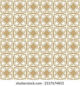 Padrão contínuo geométrico vetorial abstrato. Antiga textura ornamento dourado com formas curvas, grade, treliça, cruzes, silhuetas de flores. Fundo de ouro e branco de luxo com motivos medievais
