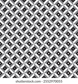 Abstract vector geometric seamless pattern. Black and white background. Modern graphic repeat pattern. Elegant ornament design