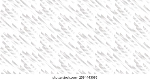 Abstract vector geometric seamless pattern with diagonal fading lines, tracks, halftone stripes, movement effect. Extreme sport texture, urban art. Subtle gray and white background. Repeated design