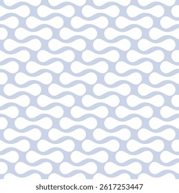 Abstract vector geometric seamless pattern. Simple background with rounded organic shapes, curved lines, grid. Stylish minimal blue and white texture. Elegant repeating geo design for print, textile