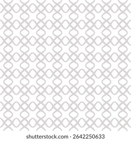 Abstract vector geometric seamless pattern. Subtle elegant grey and white ornament texture with curved shapes, floral silhouettes, lines, grid, net, lattice, mesh. Minimal background. Repeated design