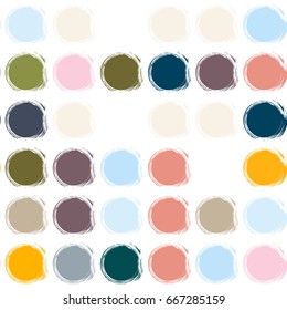 Abstract vector geometric seamless pattern with brush stroke circles  in soft pastel colors. 