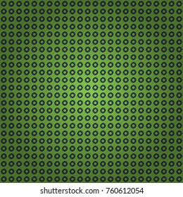 Abstract vector geometric seamless pattern with circles, lines and rhombuses in green, yellow and black colors.