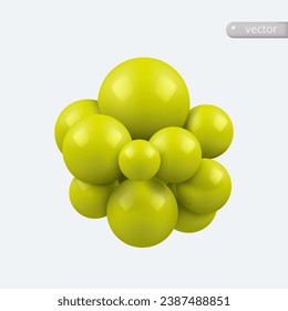 Forma geométrica del vector abstracto. Objeto moderno con esferas. 3.ª molécula vectorial aislada