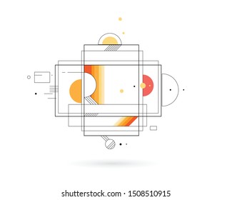 Abstract vector geometric shapes, elements for minimal banner, logo, social post