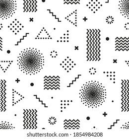 Abstract vector geometric shapes seamless pattern. Trendy design elements repeat texture for web, print design, apps, poster, templates, fabric, cover, wrapping paper, backgrounds, wallpaper