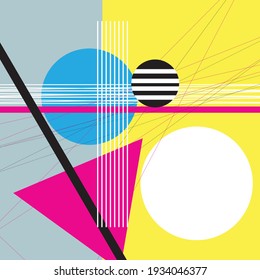 Abstract vector of geometric shapes and various unusual elements. An example of a modern design for a cover or design