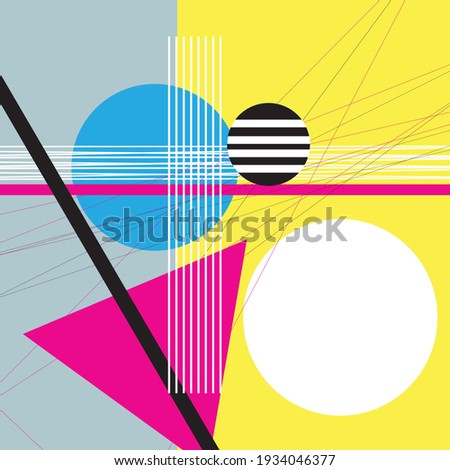 Abstract vector of geometric shapes and various unusual elements. An example of a modern design for a cover or design