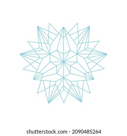 Resumen de copo de nieve geométrico vectorial sobre fondo blanco.
