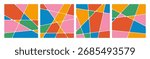 Abstract Vector Geometric Stained Glass Pattern. Cracked and Broken Color Mosaic Background. Modern Geometric Voronoi Texture
