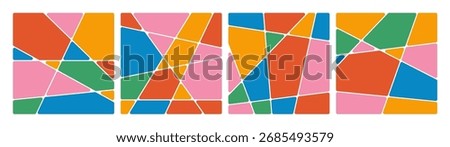 Abstract Vector Geometric Stained Glass Pattern. Cracked and Broken Color Mosaic Background. Modern Geometric Voronoi Texture