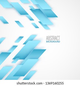 Abstract vector geometric technology background. Blue rectangles with shadow in space.