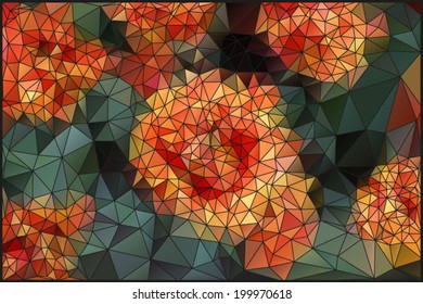 Abstract vector geometrical background with tulips made with triangles