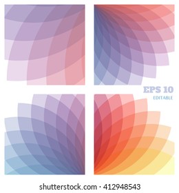 Abstract vector geometrical backgrounds set. Beautiful rainbow transparent colors. Editable EPS10 vector background