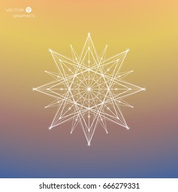 Abstract vector geometrical illustration. Mandala on the colorful gradient background.