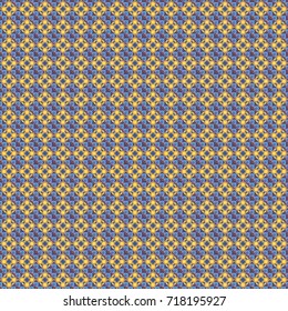 Abstract vector geometry surfaces, lines and points seamless pattern in violet, blue and yellow tones. Used as digital wallpaper and technology background.