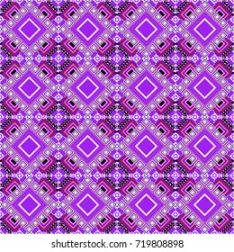 Abstract vector geometry surfaces, lines and points seamless pattern in white, black and violet tones. Used as digital wallpaper and technology background.