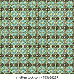 Abstract vector geometry surfaces, lines and points seamless pattern in white, green and black tones. Used as digital wallpaper and technology background.