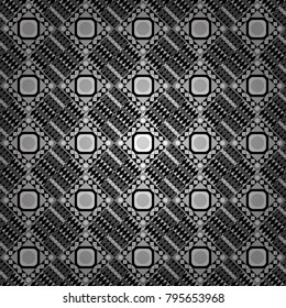 Abstract vector geometry surfaces, lines and points seamless pattern in gray, black and white tones. Used as digital wallpaper and technology background.