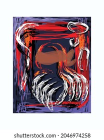 Abstract vector a girl in the grip of the devil for poster and wall decor