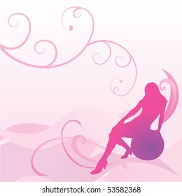 abstract vector  girl on fitball