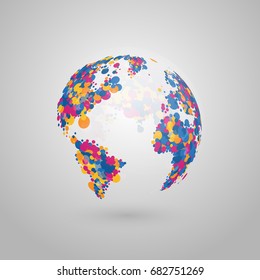 Abstract vector globe of the Earth of colorful dots.