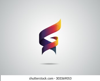 Abstract vector glossy shape logotype, ribbons