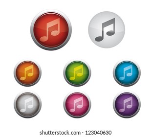 Abstract Vector Glossy Web Buttons of Internet Music