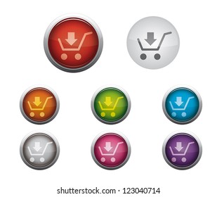 Abstract Vector Glossy Web Buttons of Internet Shopping Cart