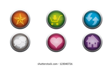 Abstract Vector Glossy Web Buttons of Internet Toolbar