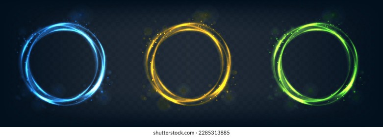 Abstract vector glow background. Halo light circle in blue, yellow and green color. svg