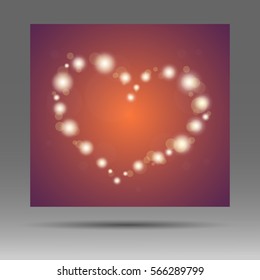 Abstract vector glow soft heart on pink background