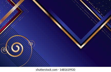 Abstract vector gold background luxury dark blue and golden line template premium vector illustration