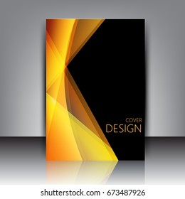 abstract vector gold shape on black cover design template