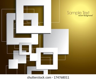 Abstract Vector Golden Background with White Squares. 