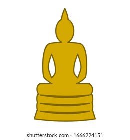 Abstract Vector Golden Buddha Statue On White Background
