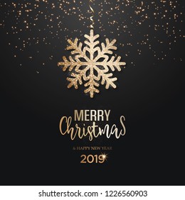 Abstract vector golden Christmas greeting card