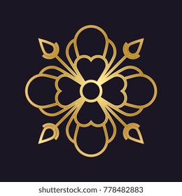 Abstract vector golden decoration flowers for design invitations