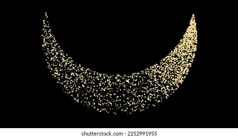 Abstrakter, Vektorgoldener Mond einzeln auf schwarzem Hintergrund