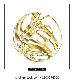 Abstract vector golden shape on white background. Gold logotype with copyspace for business design