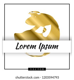 Abstract vector golden shape on white background. Gold logotype with copyspace for business design
