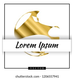 Abstract vector golden shape on white background. Gold logotype with copyspace for business design