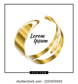 Abstract vector golden shape on white background. Gold logotype with copyspace for business design