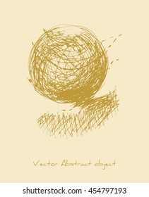 Abstract vector golden sketch object, decorative stylized geometric shape (sphere)