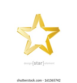 The Abstract Vector golden star on white background. Company logo template.