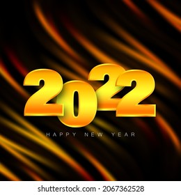 Abstract vector golden wave on a black background. New Year 2022. Wave of gold.