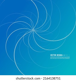Abstract vector gradient background with spiral, dot swirl. The concept of rotational movement.