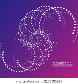Abstract vector gradient background with spiral, dot swirl. The concept of rotational movement.