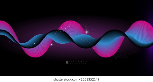 Abstract vector gradient background with waves. Smooth flowing dynamic wave blue background. Abstract digital art. Wave vector illustration.