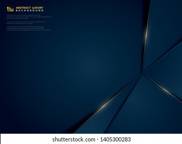 Abstract vector gradient dark blue with golden light line template. You can use for poster, luxury ad, presentation template, design artwork. illustration vector eps10